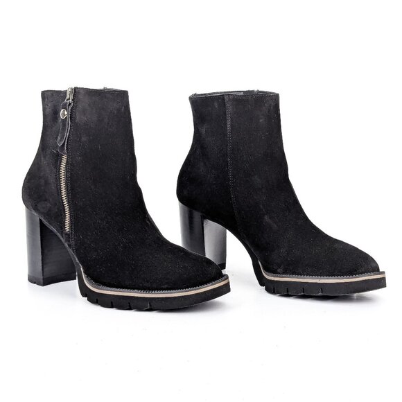 Paul Green Women Sloane Western Black Suede Heeled Zip Boots size 9.5 US AUS 7 - Picture 1 of 8